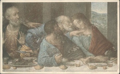 Vintage Leonardo da Vinci Letztes Abendmahl Detail Postkarte N. 69 gedruckt in Italien