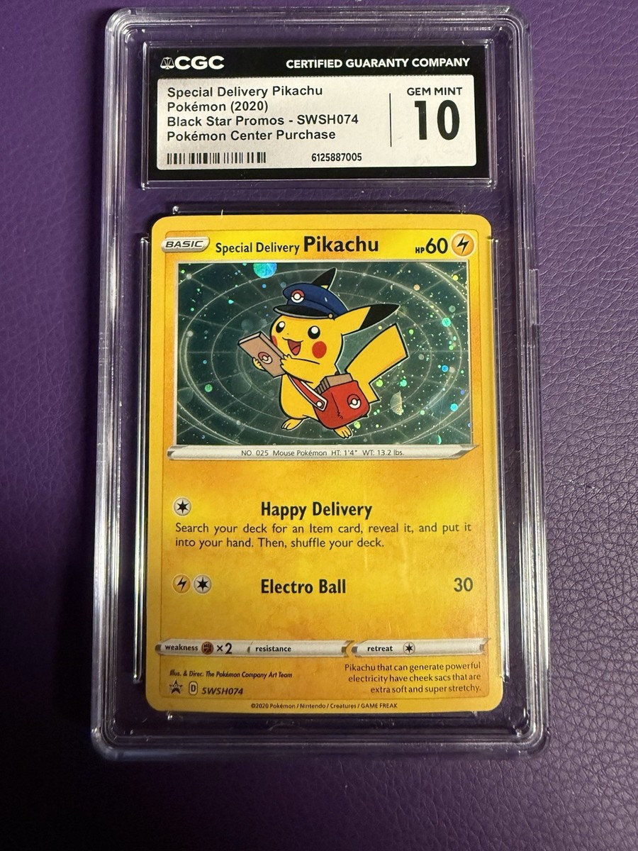 2020 Special Delivery Pikachu Holo SWSH074 Pokemon Center Promo CGC 10 Gem  Mint