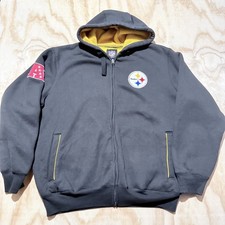 VTG Pittsburgh Steelers NFL Full-Zip Hoodie Black Yellow Fleece Sports Size XL