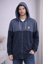 Strickjacke mit Kapuze Gr. 64/66 (3XL) Dunkelblau Herren Strick-Jacke Neu