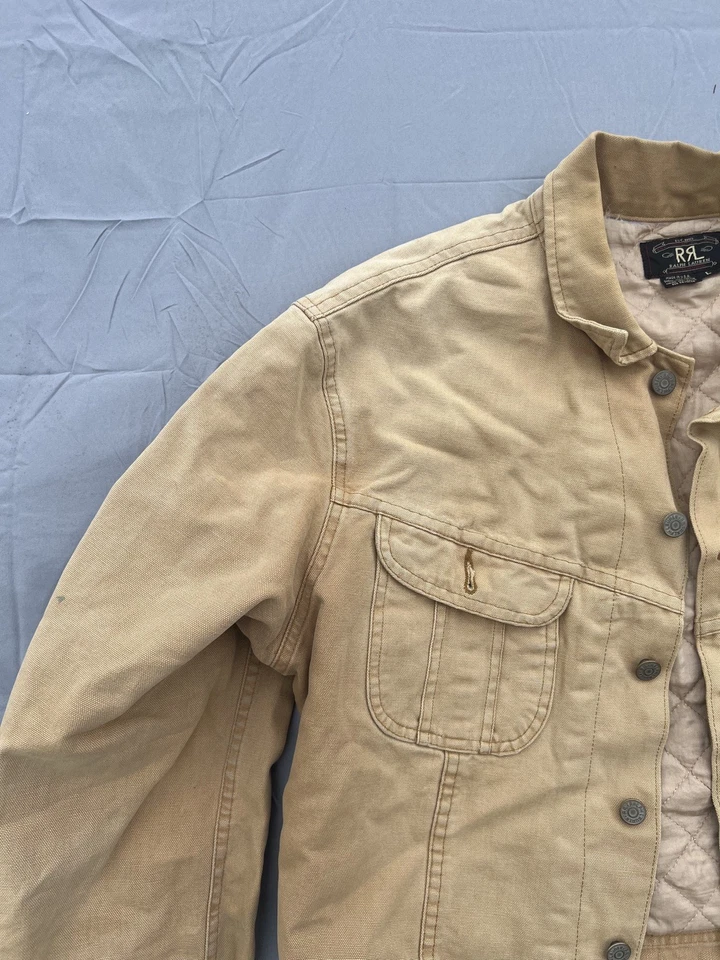 RRL Denim Jacket Beige Size L Made In USA Men's Vintage Good Condition rare - Image 3 of 4