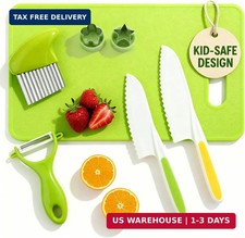 7 Pcs Kids Knife Set for Real Cooking, Toddler Cooking Set Montessori with Recip