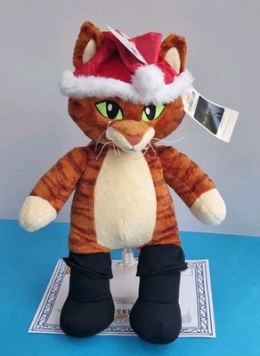 Build a Bear Kater in Stiefeln mit Weihnachtsmütze neu mit Etikett 
