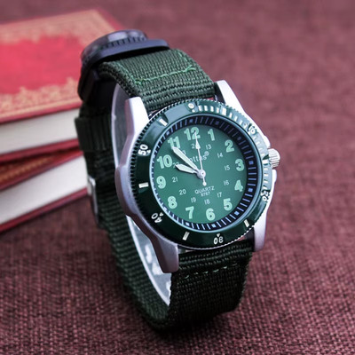 2026 Kids Boys Canvas Watch Quartz Casual Adjustable Bracelet Compass Gift Watch