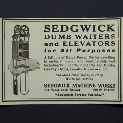 Sedgwick Dumb Waiters Elevators Hand Power Hoists Material Lifts 1927 Print Ad