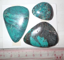 Turquoise Stone Flat Free Form Cabochon 173 Carat 3 pieces 34.6 gram