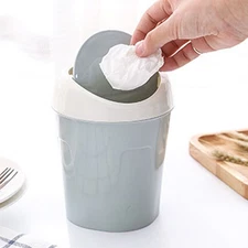Desktop Trash Can Small Mini Plastic Table Garbage Bin with Swing Lid for Living