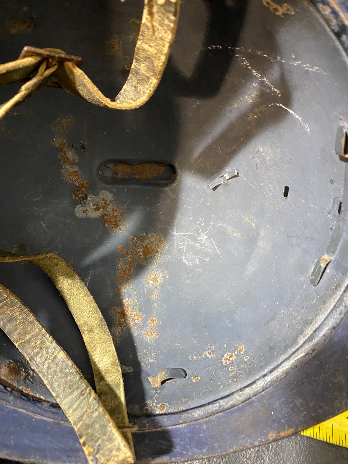 antique WW1 helmet - probably Swiss or French or Adrian 1915ish - metal infantry