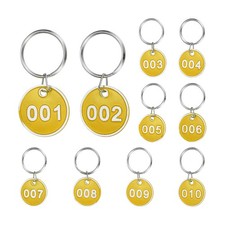 10PCS Number Tags 1-10, Number Key Tags Aluminum Numbered Tags, Yellow