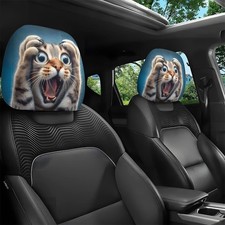 Two cat-Themed Car Headrest Covers Personalized Car Protectors for Road Trips
