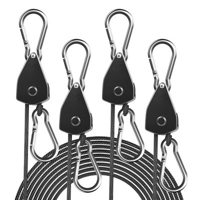4-Pack 1/8'' Adjustable Rope Hanger, Heavy Duty Ratchet Tie down Strap