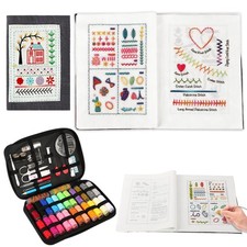 Embroidery Stitch Book Kit - Portable Embroidery Book with Multiple Sewing To...