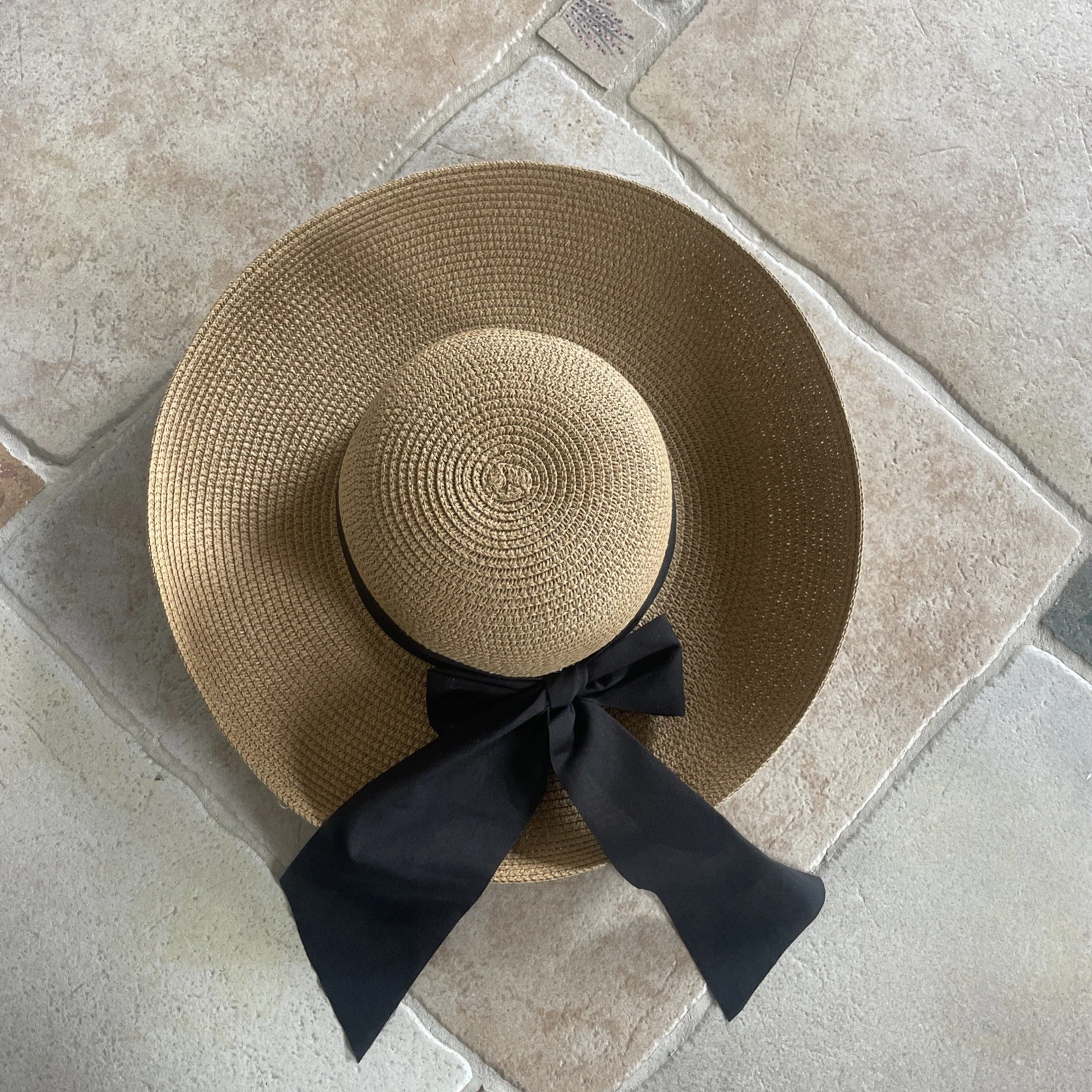 Summer, Hat, Beach, Holiday, Sunhat, Black Ribbon, Adjustable