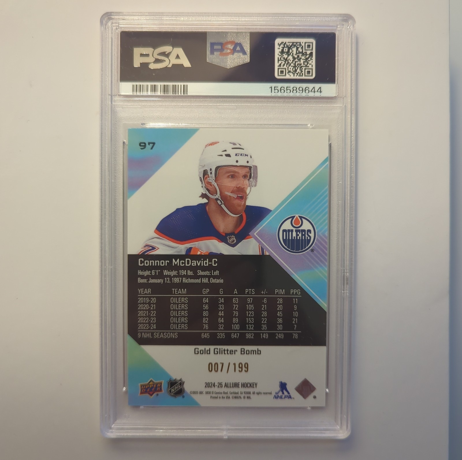 2024-25 Allure Gold Glitter Bomb Connor McDavid 175/199 PSA 10 POP 4 Edmonton 🔥 view 3