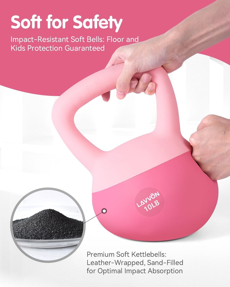 WEGYM Soft Kettlebell Set – Gepolsterte Kugelhanteln, 4,5–11,3 Kg, Farbe Rosé
