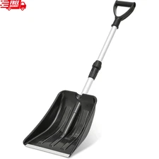 Extendable Snow Shovel, Light Weight Polypropylene Blade with Aluminum Edge