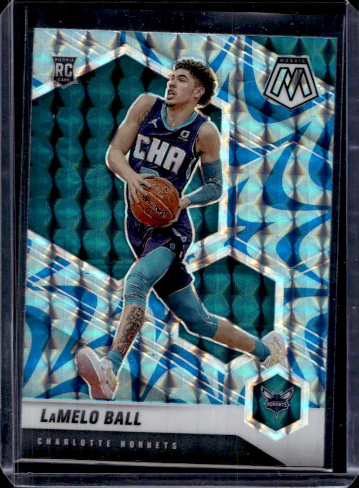 2020-21 Mosaic LaMelo Ball RC Reactive Blue Rookie #202 Hornets