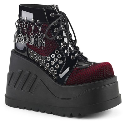 Pleaser Demonia 4'' Pf Lace-Up Wedge Bootie Inside Zip Adult Women Shoes Stomp/18