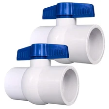 2 Pcs 2" PVC Ball Valve, Shut Off Valve Slip for Water Pipe, Swimming Pool, P...
