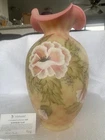 Fenton #4855 95th Anniversary Diamond Optic Burmese Vase Hand painted/signed