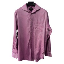 Alfred Sung Men’s XL pink/purple tone Button Down Dress Shirt neck 17.5