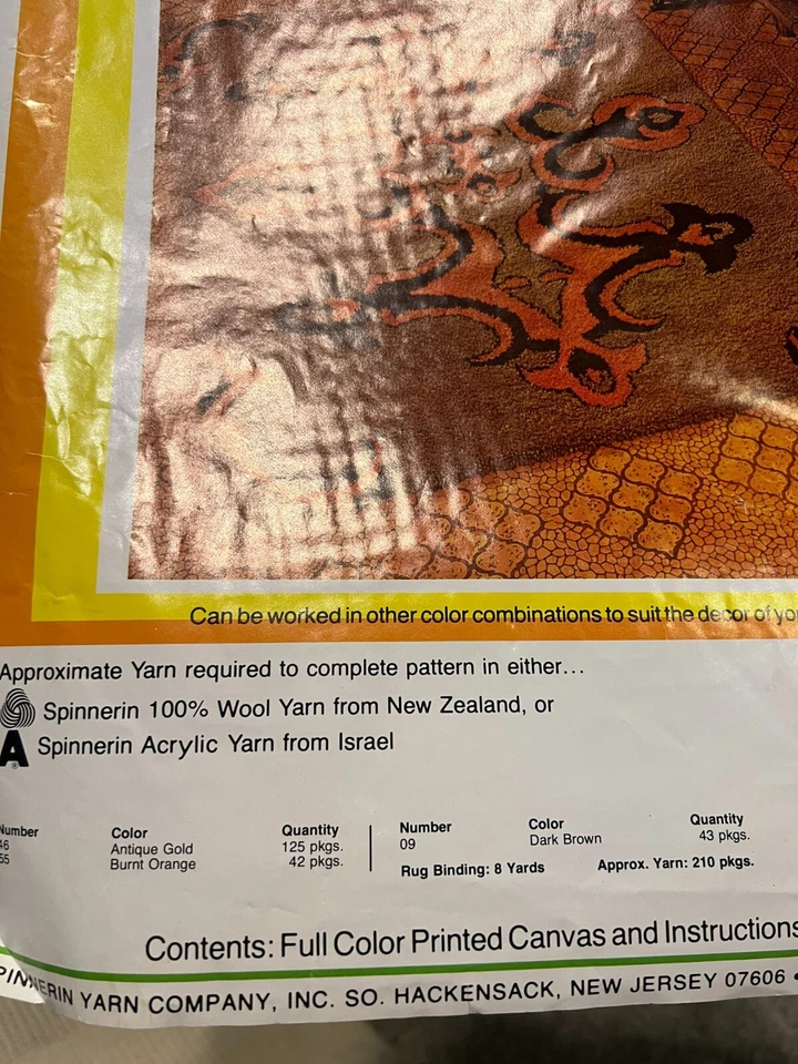 Spinnerin Latch Hook Rug Pattern 58"x 24"#260 "Grenada" - Image 3 of 4