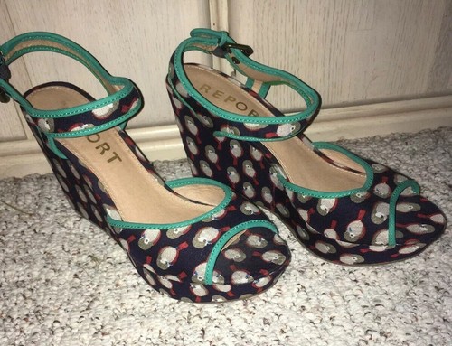 New~REPORT ‘Shala’ Womens Wedge BIRD Patterned Platform Heels Size 11 - Picture 4 of 6