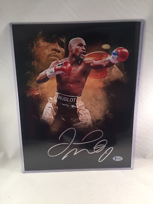 FLOYD MAYWEATHER JR SIGNED 11x14 METALLIC PHOTO BECKETT BAS TMT