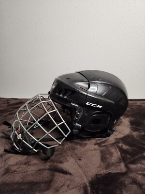 CCM FM50S Ice Hockey Helmet Youth Size Small Black Full Face Mask Flip Up Padded
