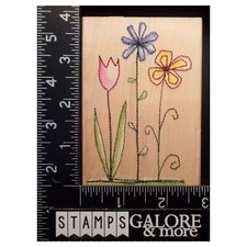 Hero Arts Rubber Stamps H4063 STITCHED FLOWER TRIO GARDEN 1042