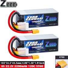 2X Zeee 22.2V 6S LiPo Battery 2200mAh XT60 120C for RC Car FPV Quad Drone Hobby