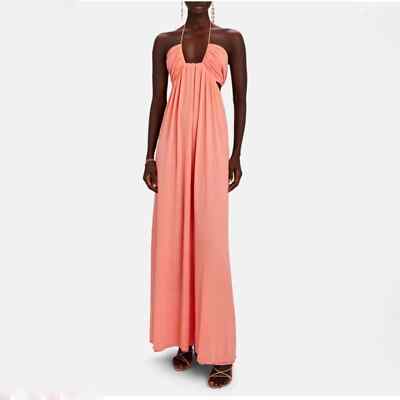 STAUD Colorblock Kanha Reversible Mesh Maxi Halter Dress in Pink / Peach |  eBay