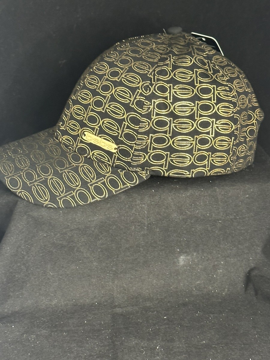 NWT BEBE AUTHENTIC WOMEN\'S AOP LOGO GOLD BLACK BASEBALL CAP HAT Bebe Women main image 4