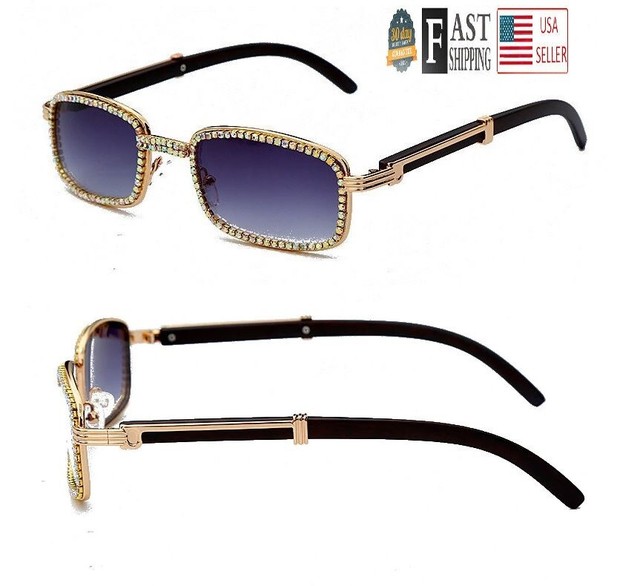 Hip Hop Quavo Migos DIAMOND Rappers Glasses Gold Square Frame Clear