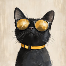 Wall Decal Sticker Cat with Sunglasses Wall Sticker 18X18cm Large