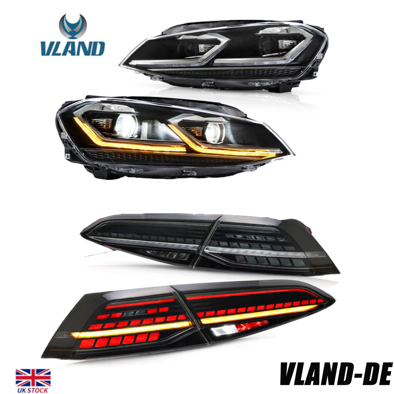 4PCS VLAND LED Headlights&Tail Lights for VW Golf 7 MK7 201317 Factory