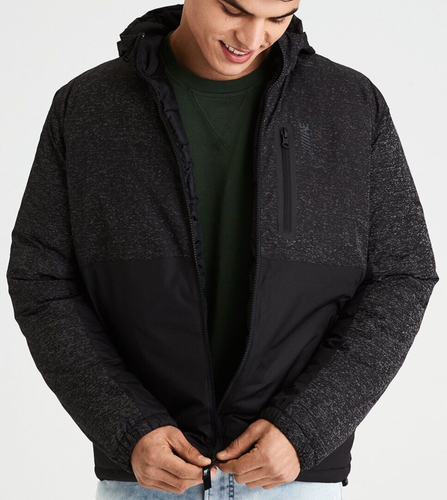 Men's American Eagle AEO Light Mock Neck Reflective Jacket Large Black - New - Picture 4 of 6