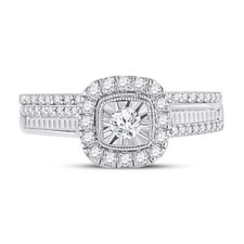 10kt White Gold Womens Round Diamond Bridal Wedding Engagement Ring Band Se