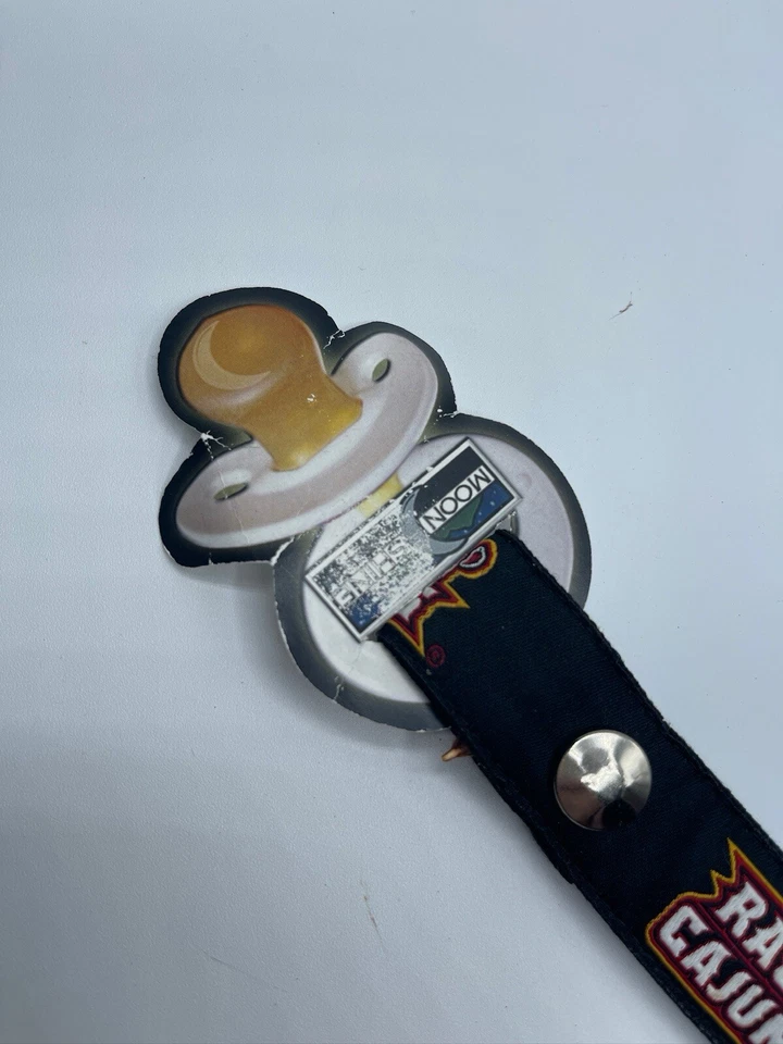 Ragin Cajuns Pacifier Clip Black Red Yellow Logo Embroidered - Image 2 of 4