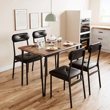 Dining Table Set for 4 Dinette Kitchen Table with 4 Upholstered Chairs Furniture