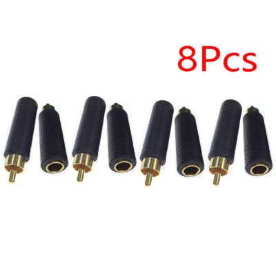 8pcs Gold 6.35mm 1/4'' Jack to Male RCA Phono Connector Converter Audio Adapter