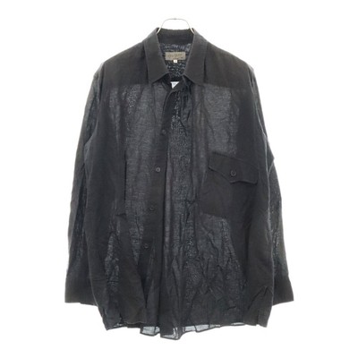Yohji Yamamoto POUR HOMME 21SS Long Sleeve Linen Shirt Black HD  
