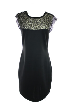 Kind Von Neuem Kaviar Cap-Ärmel Heidi Spitze Scuba Kleid S 89$