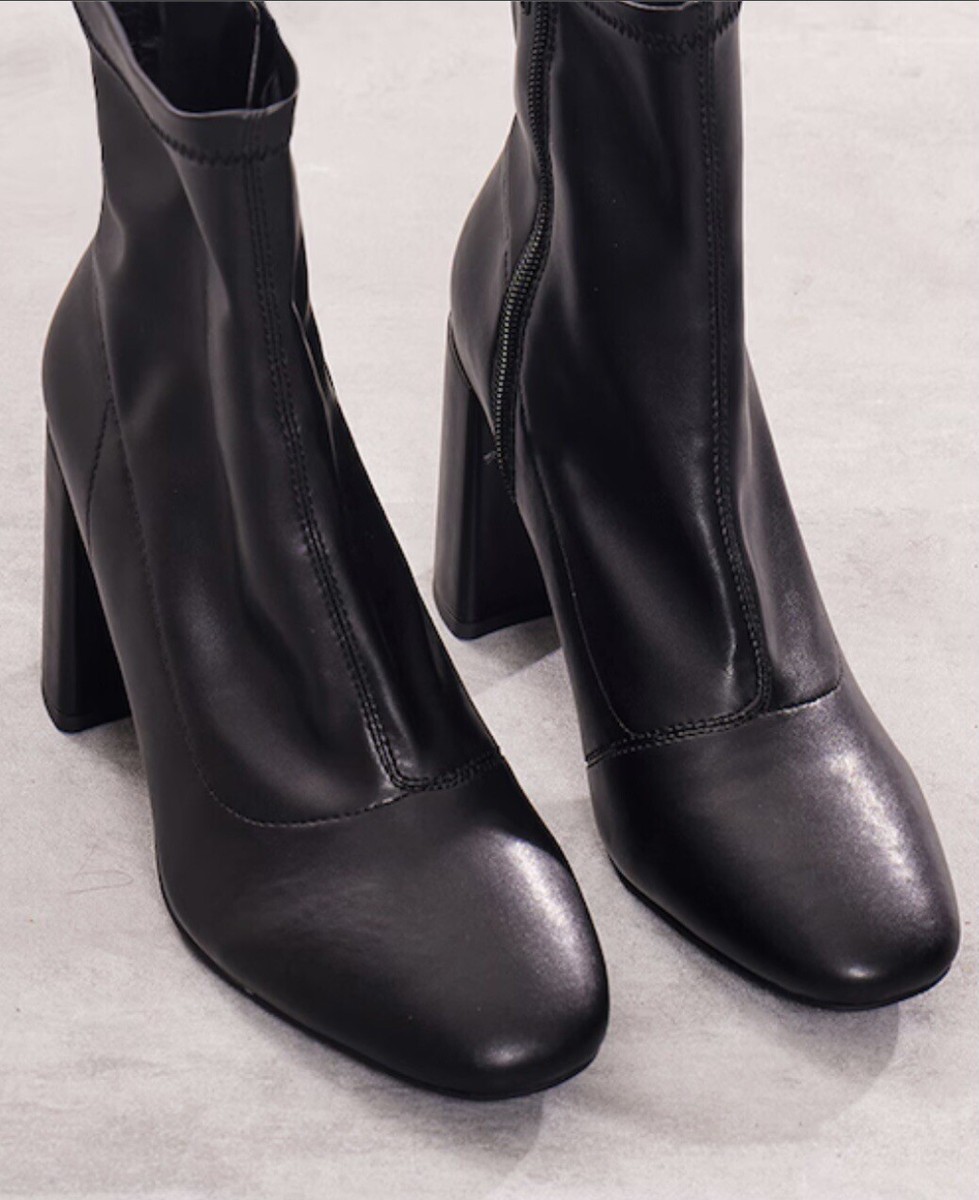 Ankle Sock Patent Ankle Boots Uk PRETTYLITTLETHING BLACK PU ROUND