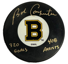 Bob Carpenter Autographed Boston Bruins Hockey Puck W/ Inscriptions