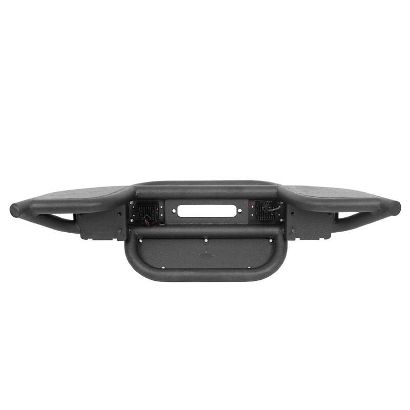 For 2007-2018 Jeep Wrangler JK Stubby Front Bumper w/Winch Plate & 2x LED Lights