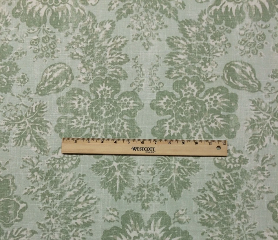 BRAEMORE KEEPSAKE JADE GREEN D4126 VINTAGE FLORAL LINEN FABRIC BY YARD 54"W - Image 2 of 4