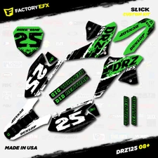 White & Green Slick Racing Graphics Kit fits 08-22 Suzuki DRZ125 DRZ 125 Decals