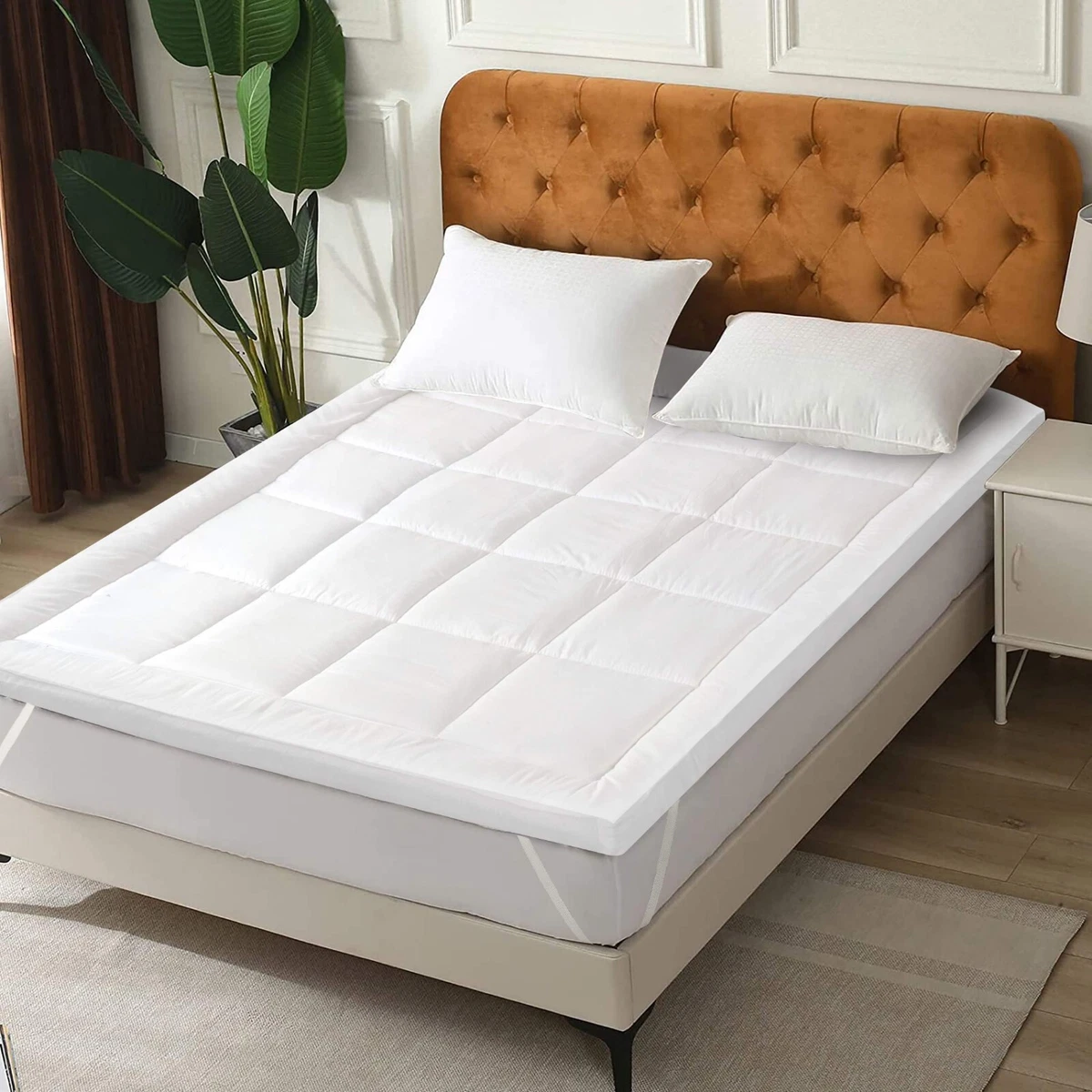 Twin King Size Mattress Topper Full Queen Mattress Pad With Elastic Strap