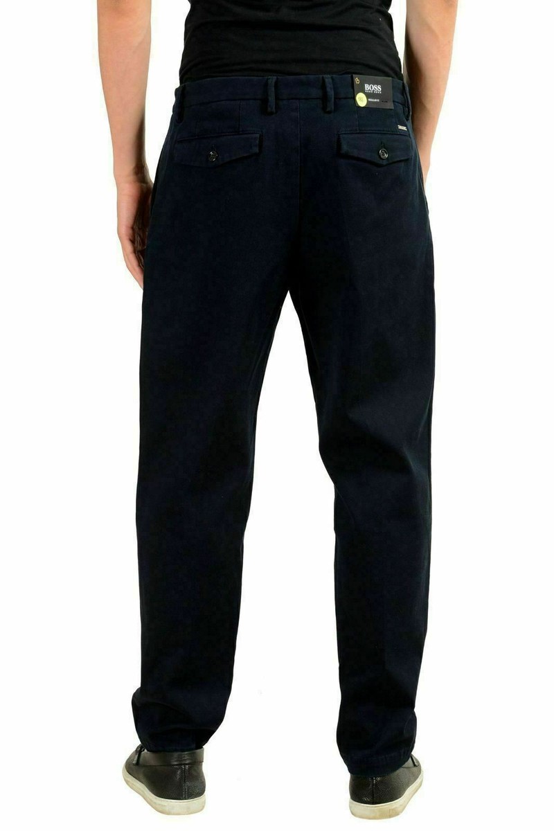 Pantalon Casual Hugo Boss Riko-Pleats Bleu Stretch - Taille US 32 (IT 48) - Neuf Avec étiquette